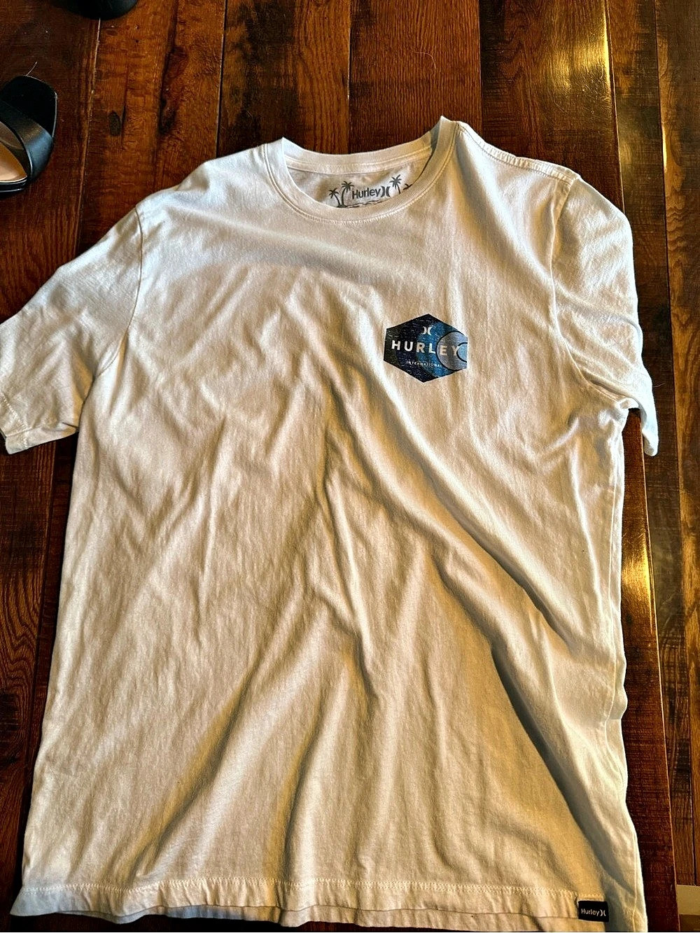 Hurley Everyday Tee Hexagonal Graphic T-Shirt White & Blue Size Medium